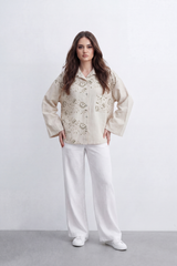 Women’s Tomato Store Garden Eyelet Blouse Floral Cutwork Embroidery Spreads Across The Front