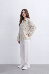 Women’s Tomato Store Garden Eyelet Blouse Floral Cutwork Embroidery Spreads Across The Front