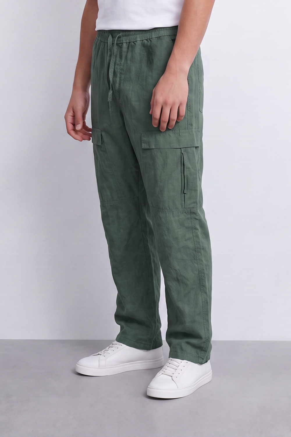 Men's Tomato Store Lightweight Crinkle Sherwal Pants Elastic Drawstring Waist Utility Flap Pockets