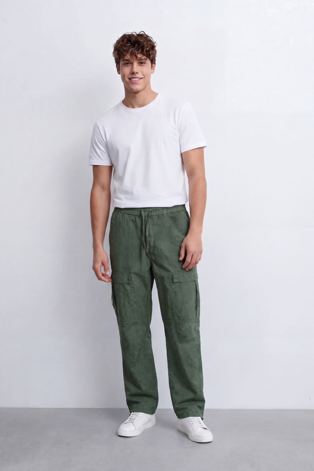 Men's Tomato Store Lightweight Crinkle Sherwal Pants Elastic Drawstring Waist Utility Flap Pockets