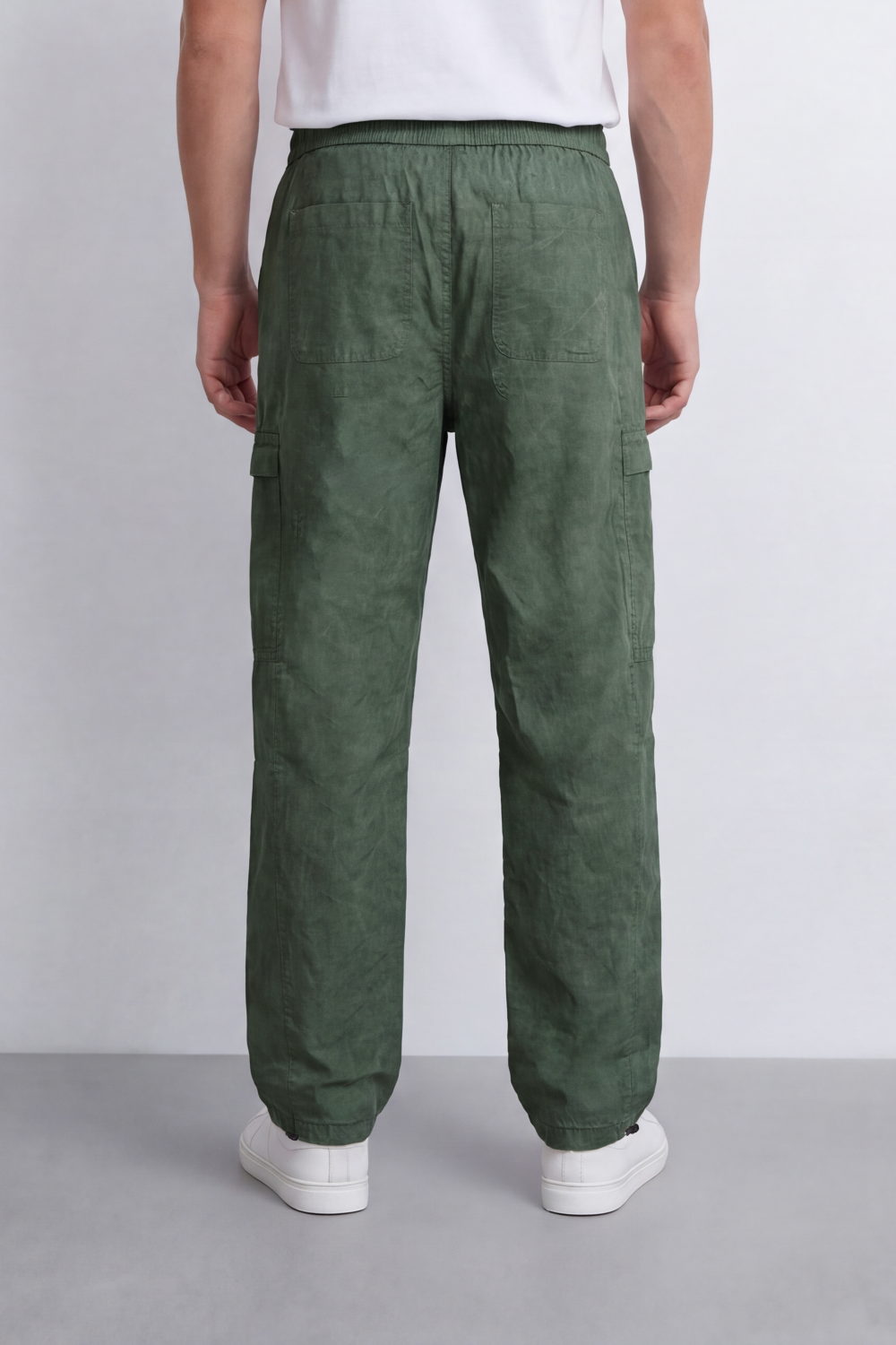 Men's Tomato Store Lightweight Crinkle Sherwal Pants Elastic Drawstring Waist Utility Flap Pockets