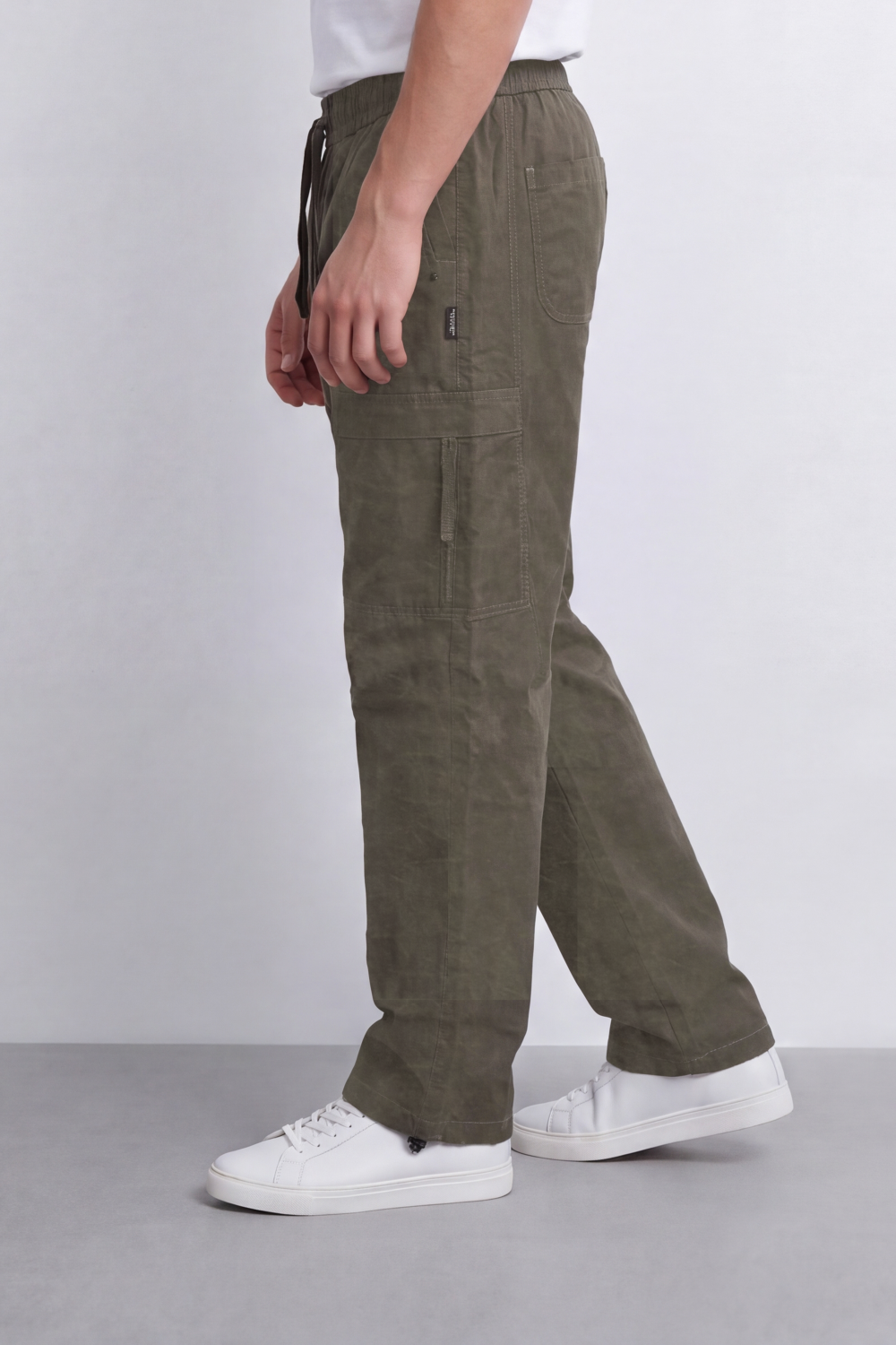 Men's Tomato Store Lightweight Crinkle Sherwal Pants Elastic Drawstring Waist Utility Flap Pockets