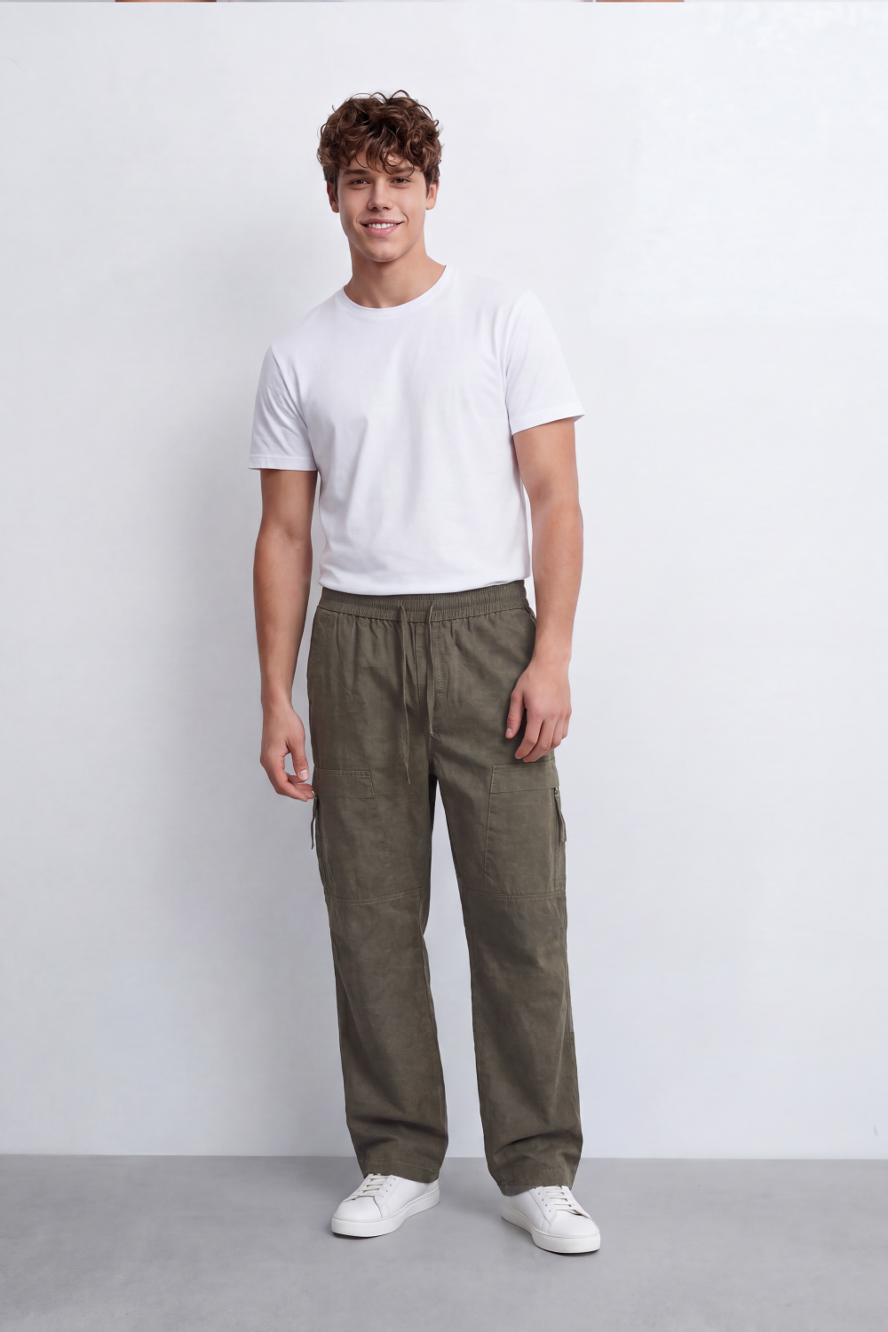 Men's Tomato Store Lightweight Crinkle Sherwal Pants Elastic Drawstring Waist Utility Flap Pockets