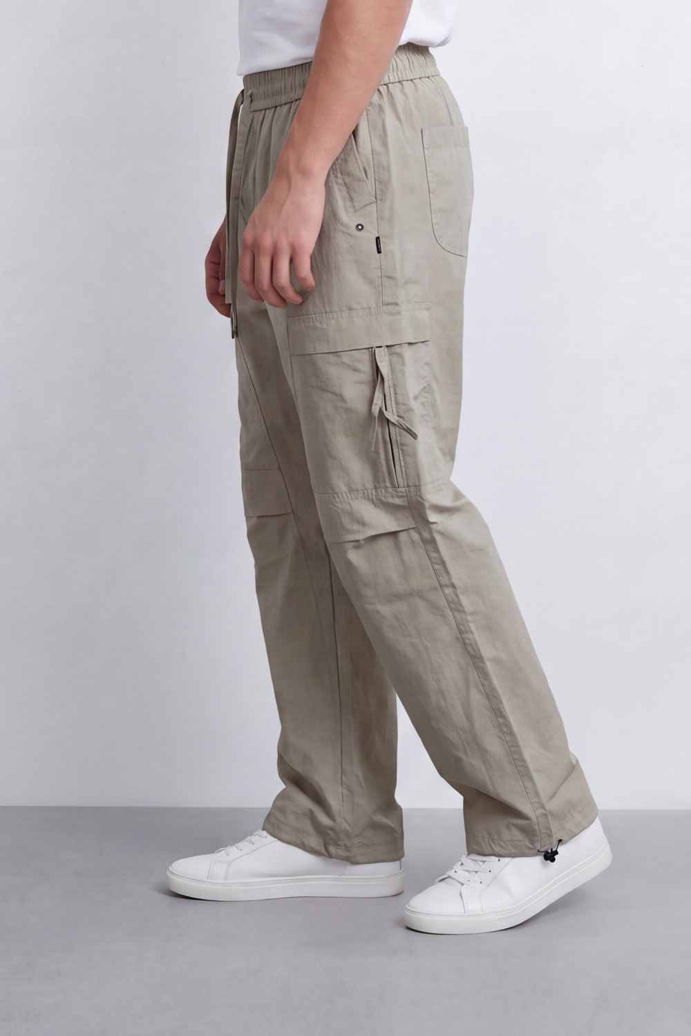 Men's Tomato Store Lightweight Crinkle Sherwal Pants Elastic Drawstring Waist Utility Flap Pockets