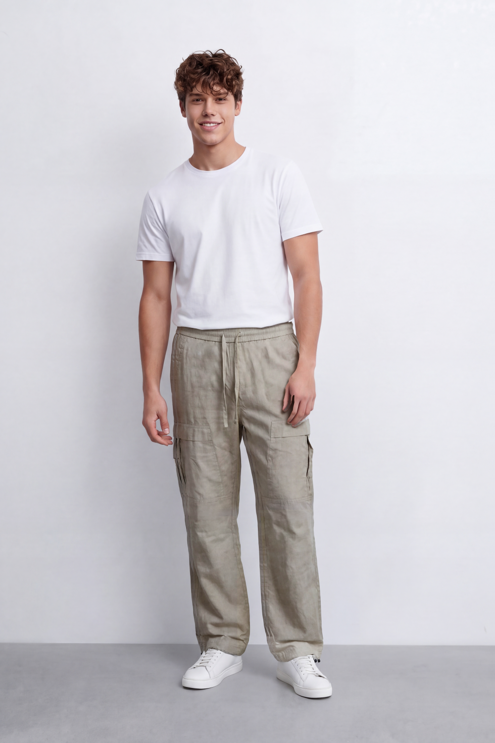 Men's Tomato Store Lightweight Crinkle Sherwal Pants Elastic Drawstring Waist Utility Flap Pockets