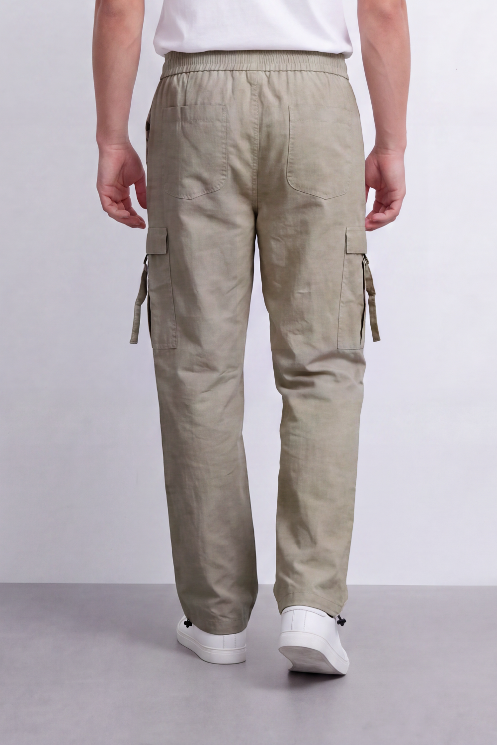 Men's Tomato Store Lightweight Crinkle Sherwal Pants Elastic Drawstring Waist Utility Flap Pockets