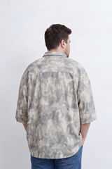 Men's Tomato Store Woven Shirt Abstract Allover Print Revere Collar Button Front Loose Big Size