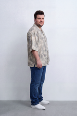 Men's Tomato Store Woven Shirt Abstract Allover Print Revere Collar Button Front Loose Big Size