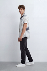 Men’s Tomato Store Printed Resort Shirt Featuring All Over Abstract Brushstroke Pattern