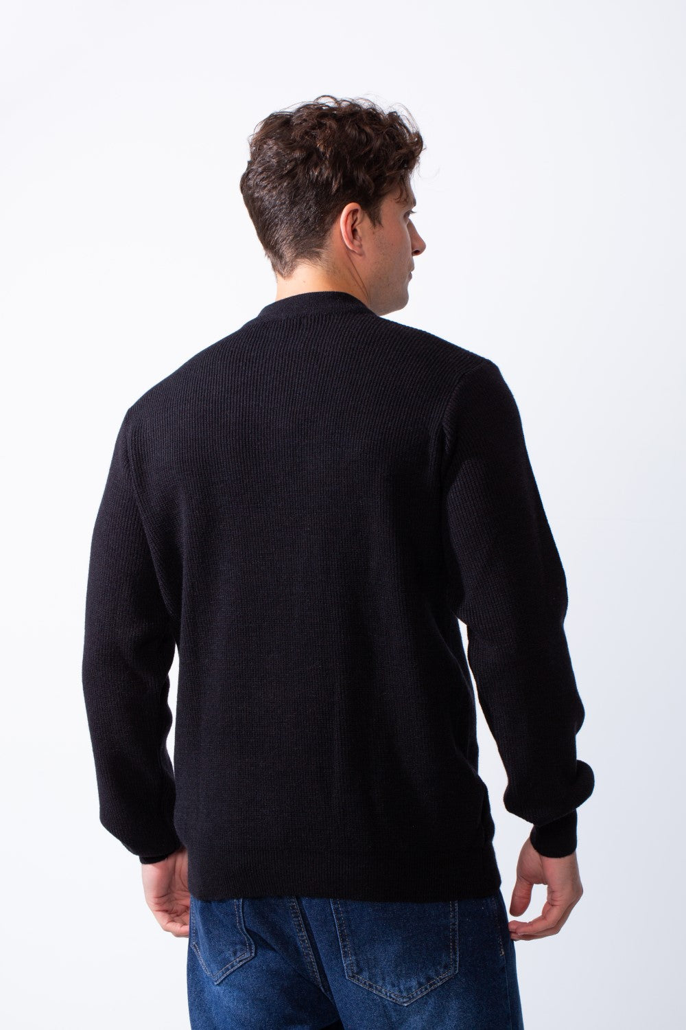 Men's Crew Neck Textured Ribbed Knit Fabric With Long Sleeve Basic Slim Fit For Layering Classic Pullover