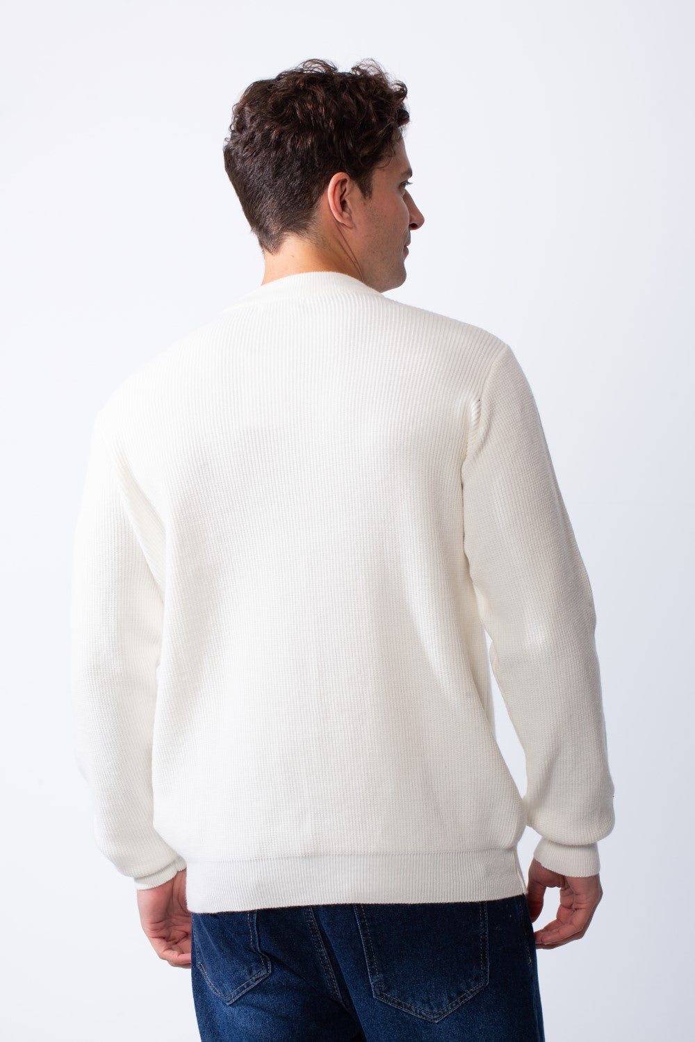 Men's Crew Neck Textured Ribbed Knit Fabric With Long Sleeve Basic Slim Fit For Layering Classic Pullover