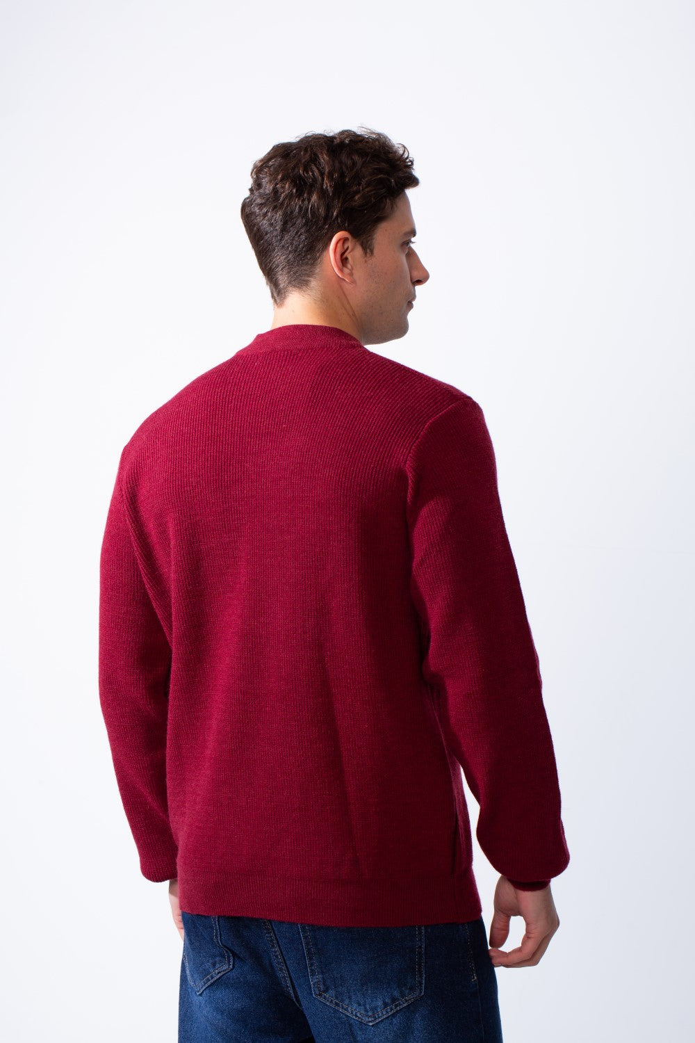 Men's Crew Neck Textured Ribbed Knit Fabric With Long Sleeve Basic Slim Fit For Layering Classic Pullover