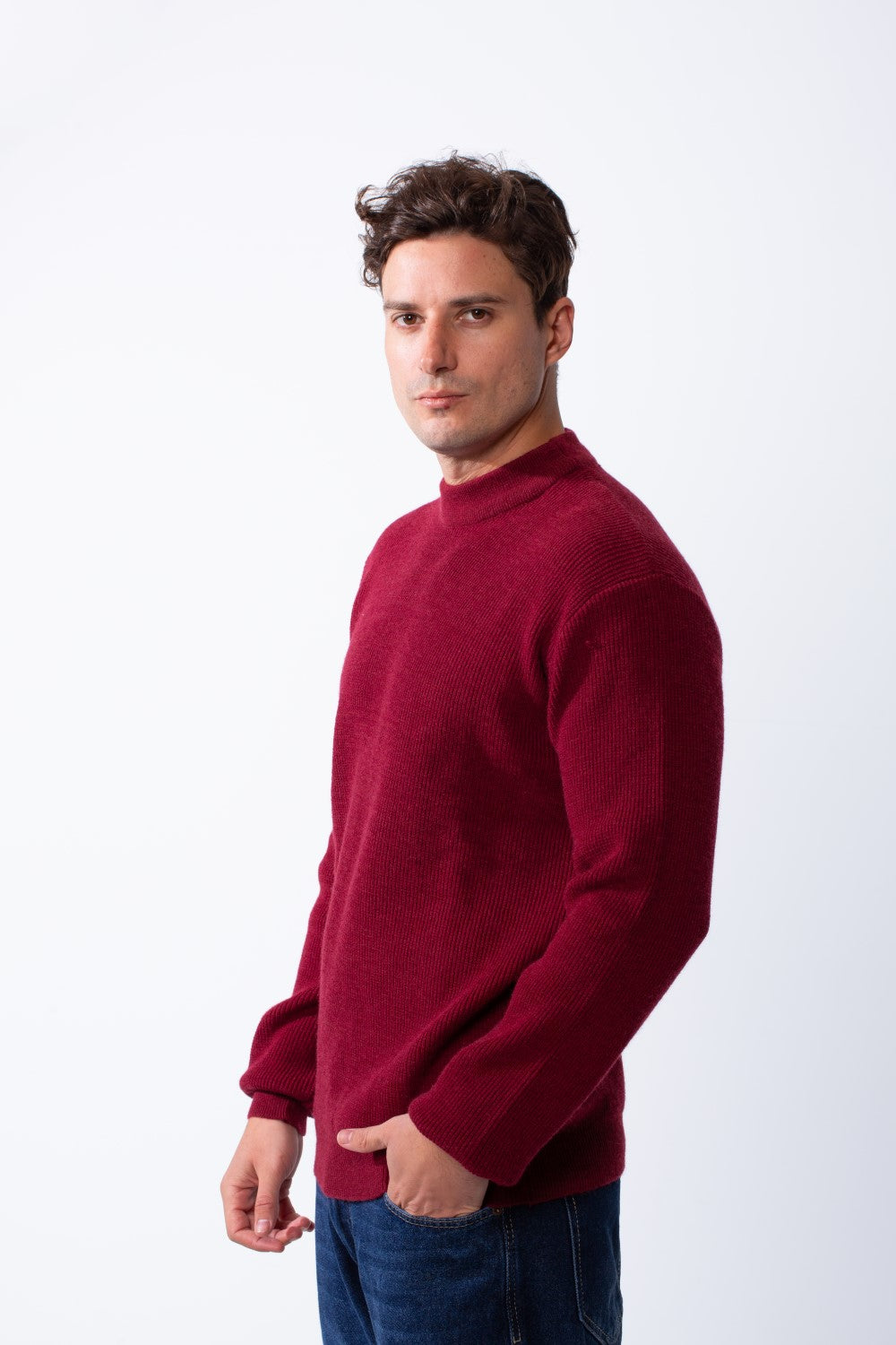 Men's Crew Neck Textured Ribbed Knit Fabric With Long Sleeve Basic Slim Fit For Layering Classic Pullover