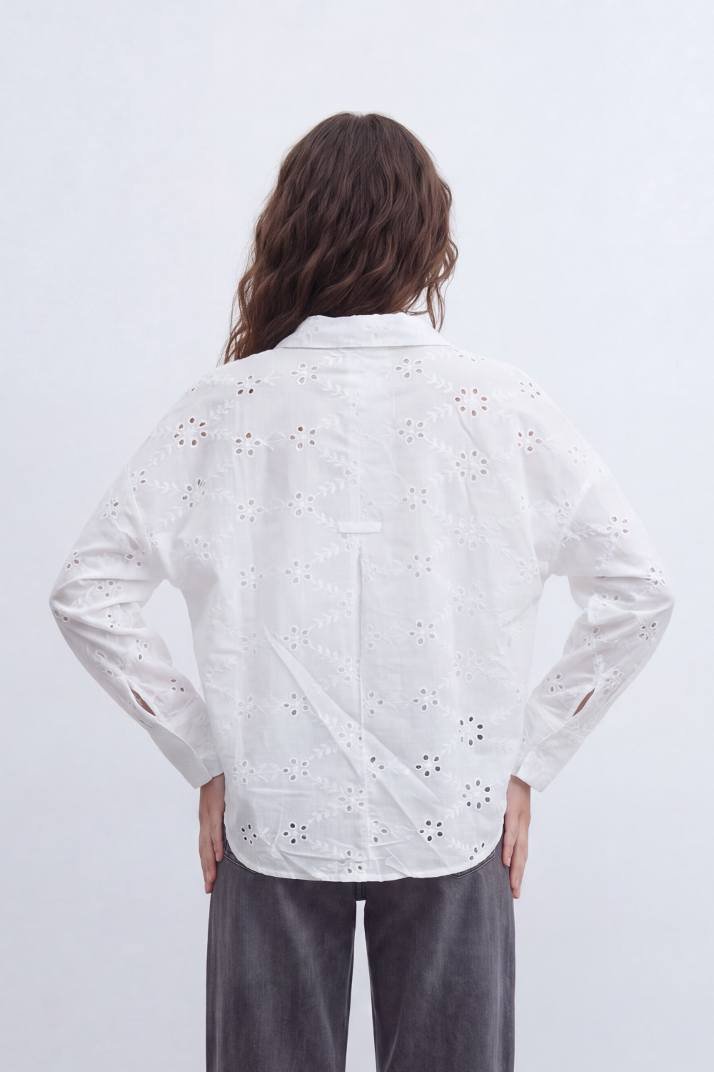 Women’s Tomato Store Eyelet Bloom Blouse Cutwork Floral Embroidery Spreads Across The Body With Punched Lace Detail