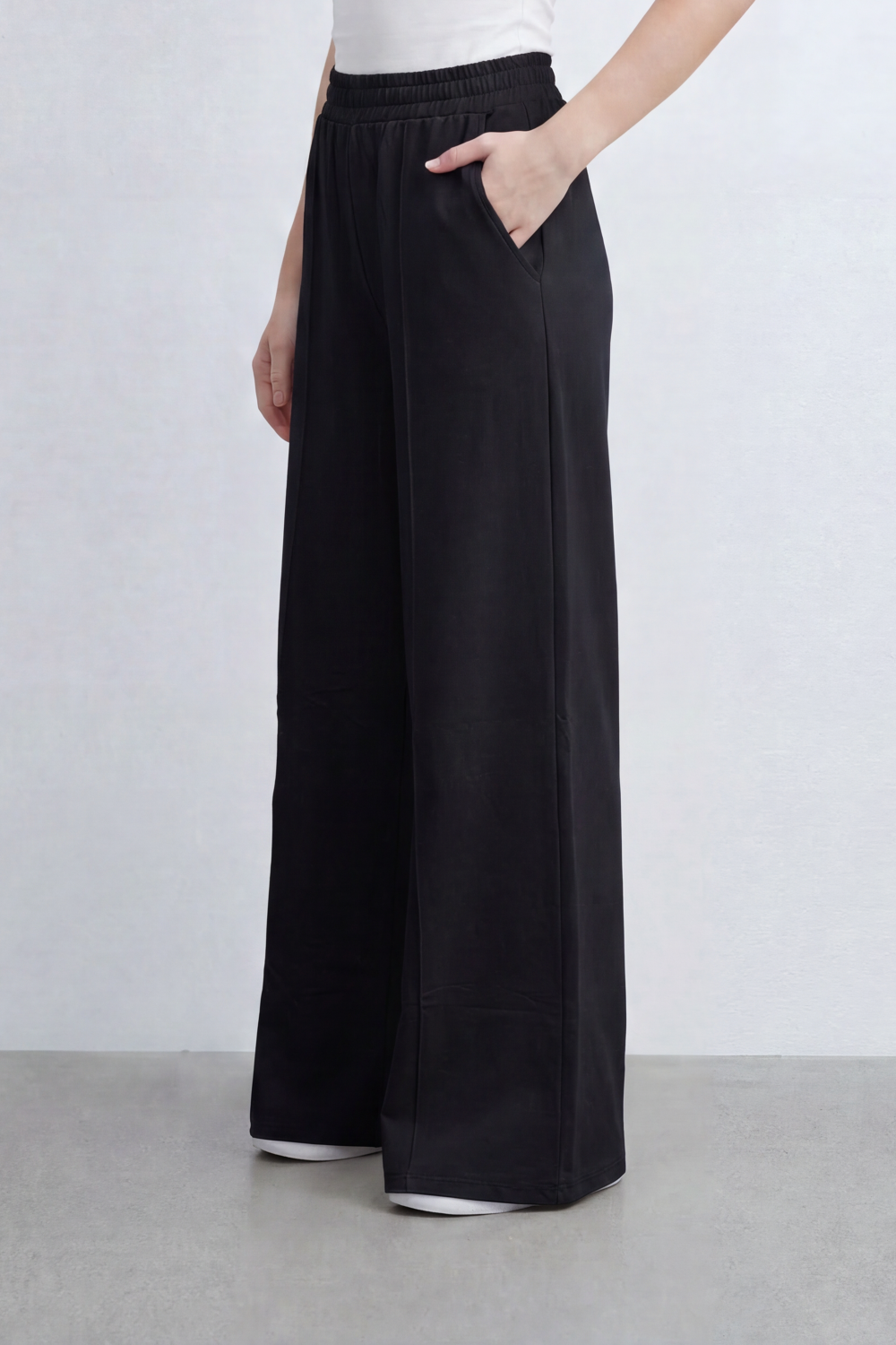 Women’s Tomato Store Soft Column Wide Linen Pants Clean Brushed Surface Defined By Vertical Pintuck Lines