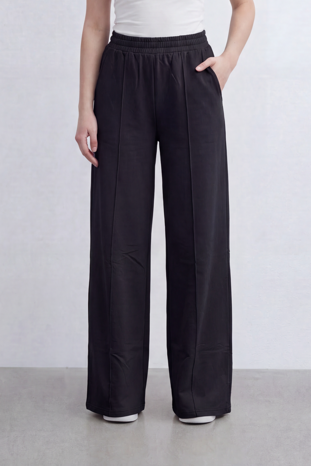 Women’s Tomato Store Soft Column Wide Linen Pants Clean Brushed Surface Defined By Vertical Pintuck Lines
