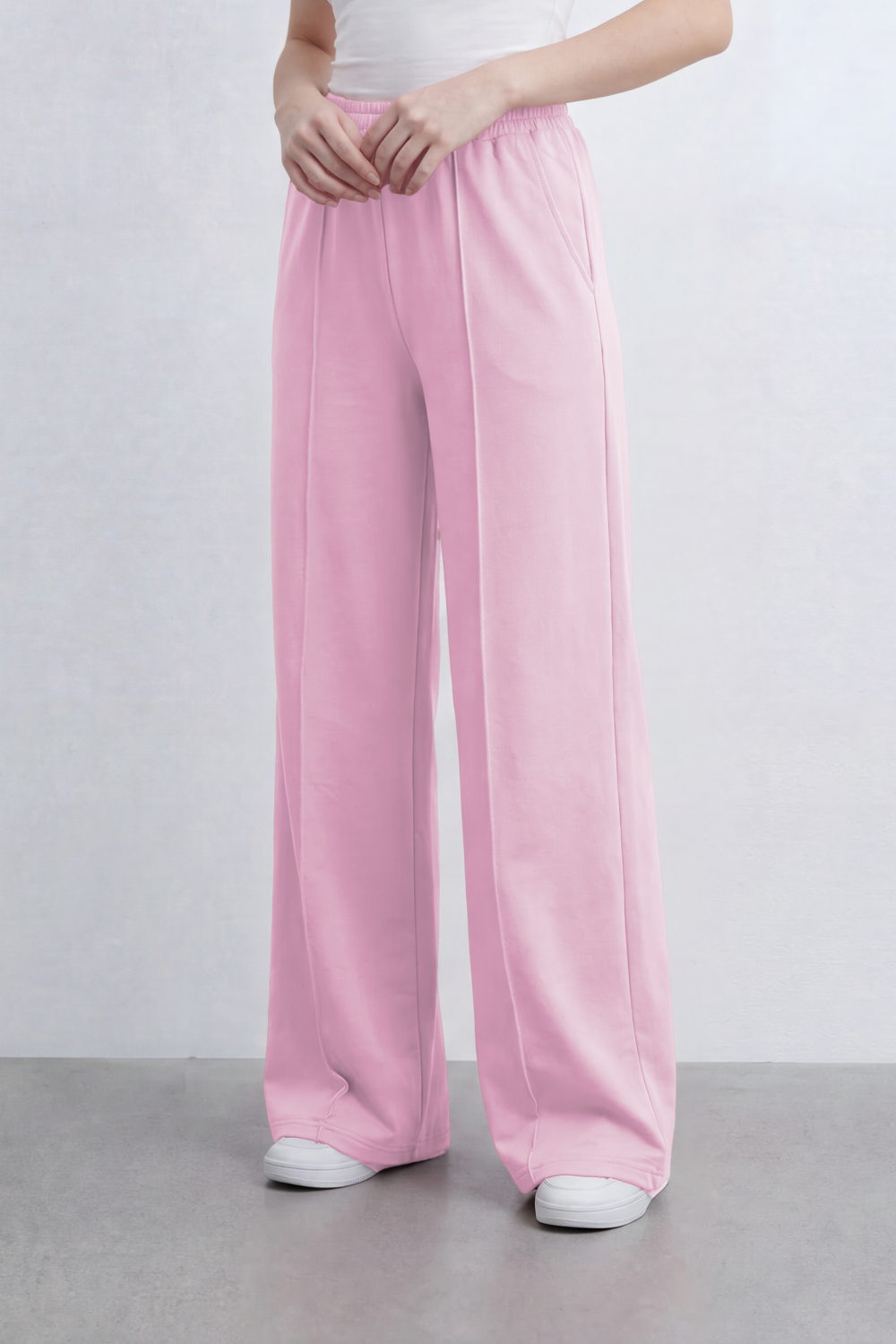 Women’s Tomato Store Soft Column Wide Linen Pants Clean Brushed Surface Defined By Vertical Pintuck Lines