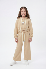 Girl's Tomato Store Slim Fit Outfit Set Hooded Playful Duck Graphic Drawstring Detail
