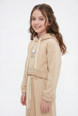 Girl's Tomato Store Slim Fit Outfit Set Hooded Playful Duck Graphic Drawstring Detail