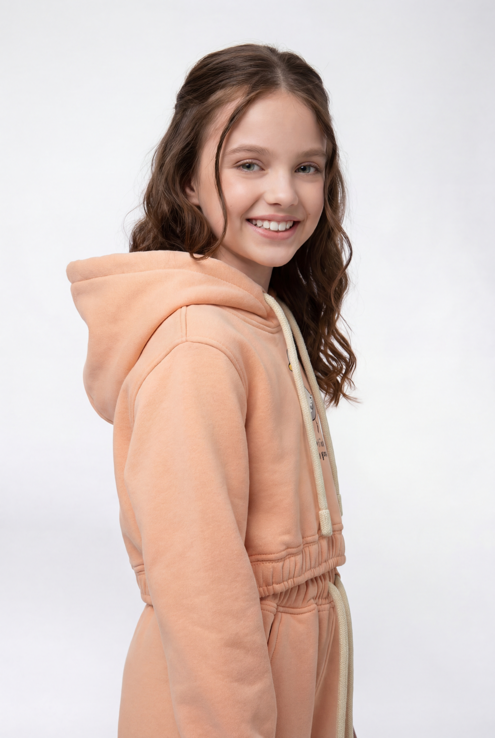 Girl's Tomato Store Slim Fit Outfit Set Hooded Playful Duck Graphic Drawstring Detail