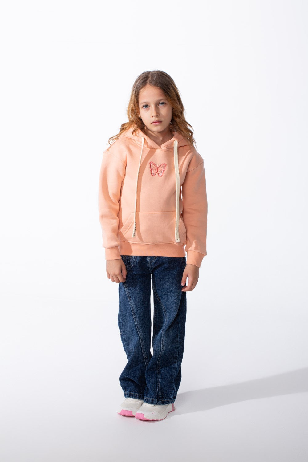Girl's Oversized Crew Neck Ribbed Cuffs Bold Chest Graphic Sweatshirt