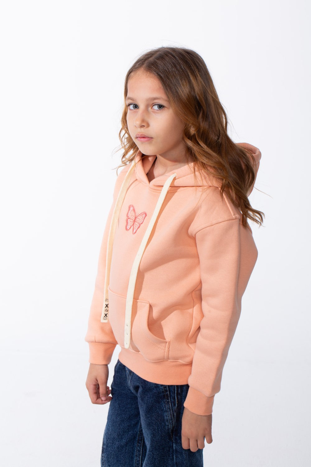 Girl's Oversized Crew Neck Ribbed Cuffs Bold Chest Graphic Sweatshirt