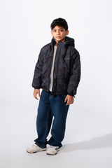 Boy's Waterproof Hooded Long Sleeve Jacket With Pockets Puffer
