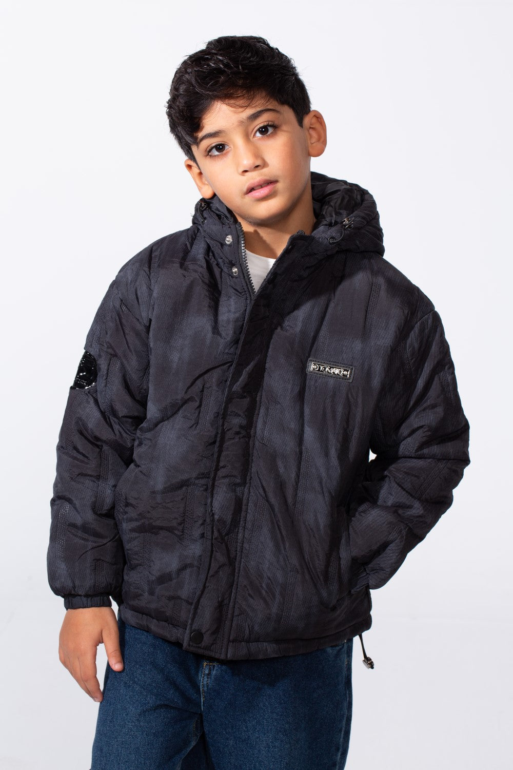 Boy's Waterproof Hooded Long Sleeve Jacket With Pockets Puffer