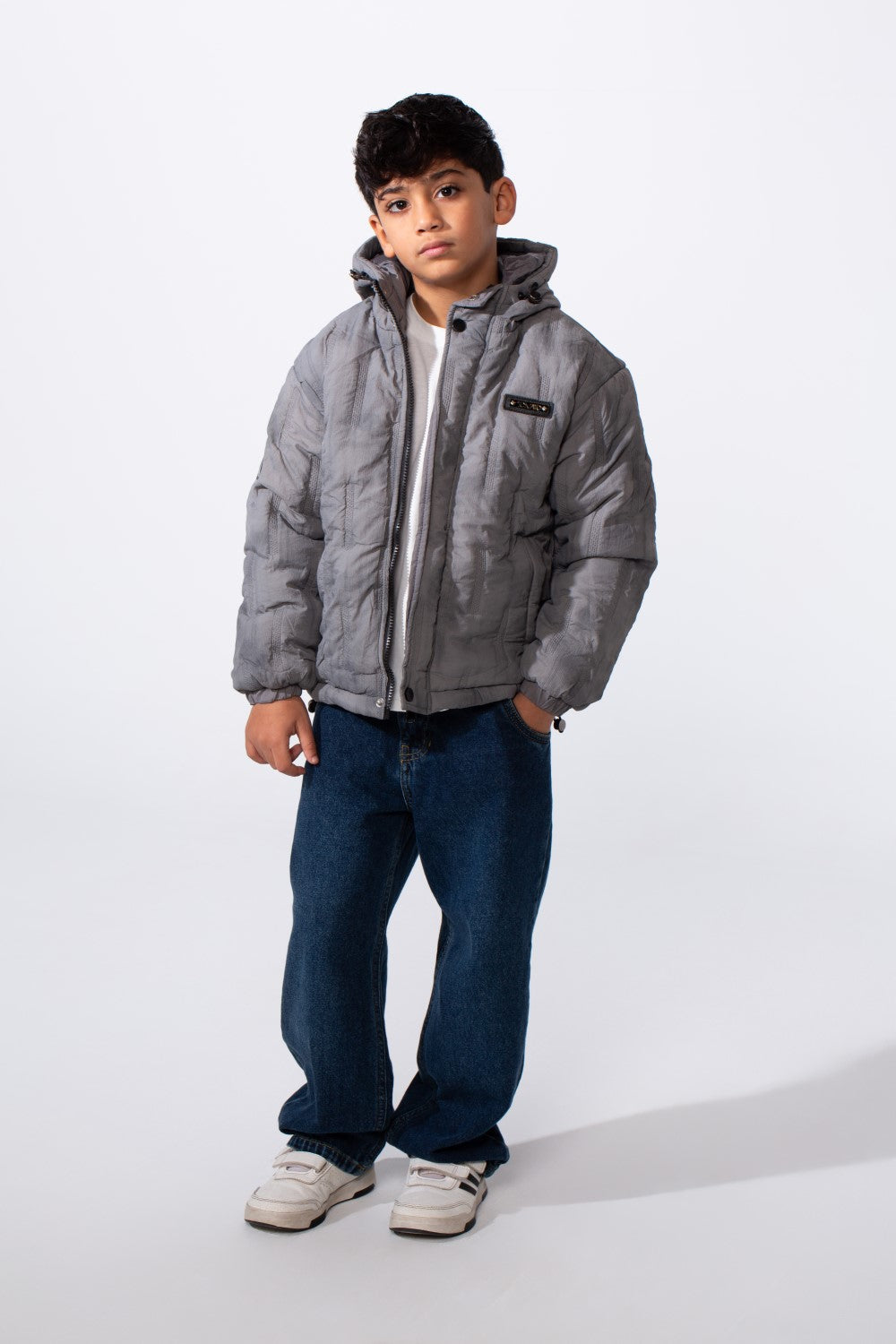 Boy's Waterproof Hooded Long Sleeve Jacket With Pockets Puffer