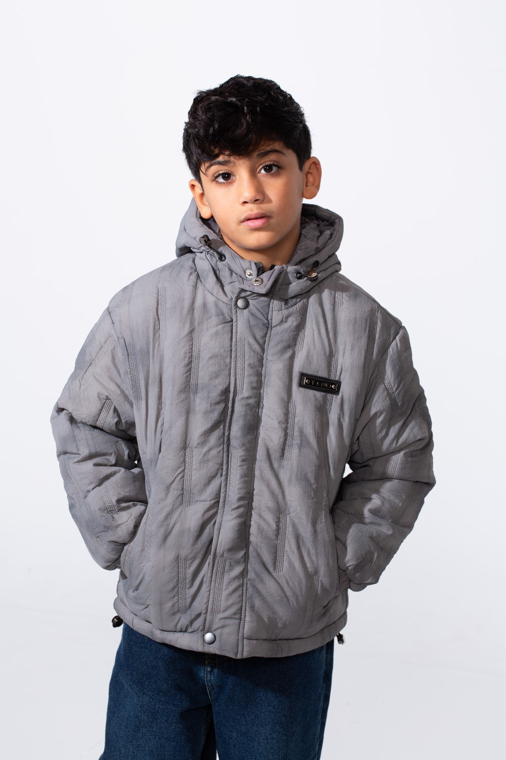 Boy's Waterproof Hooded Long Sleeve Jacket With Pockets Puffer