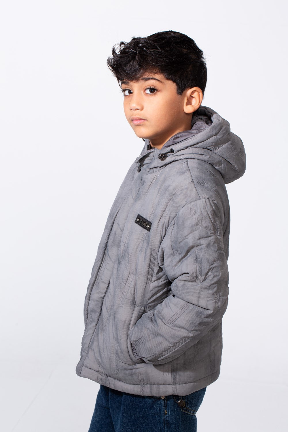 Boy's Waterproof Hooded Long Sleeve Jacket With Pockets Puffer