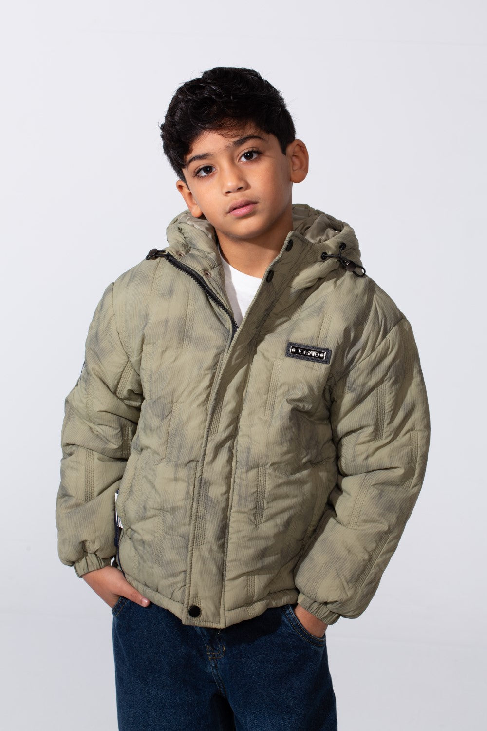 Boy's Waterproof Hooded Long Sleeve Jacket With Pockets Puffer
