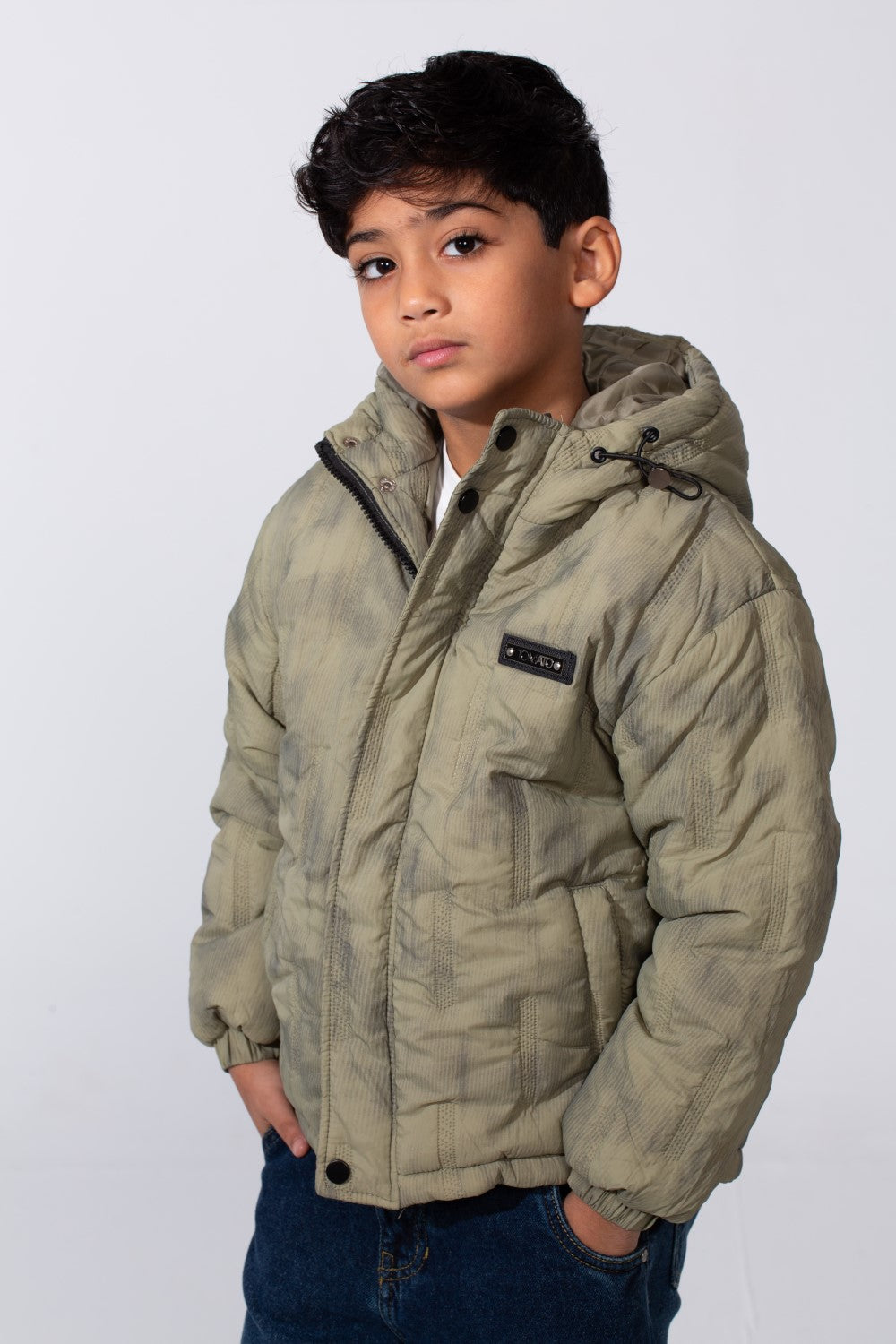 Boy's Waterproof Hooded Long Sleeve Jacket With Pockets Puffer