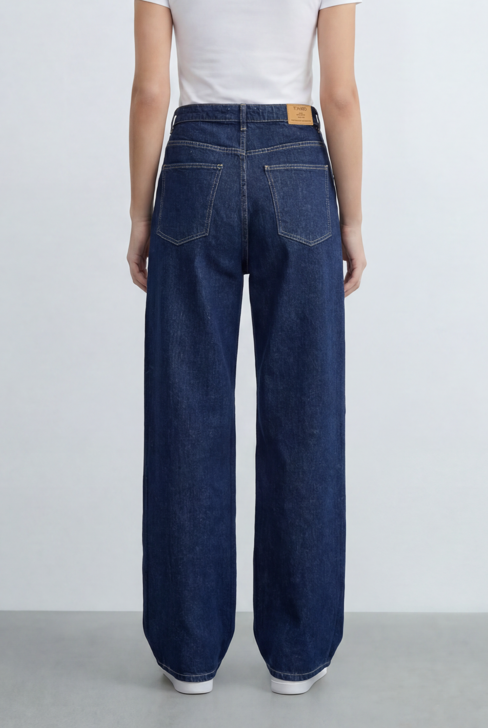 Women's Wide Leg High Rise Jeans Denim Five Pocket Style With Zip Fly Closure Tomato Store