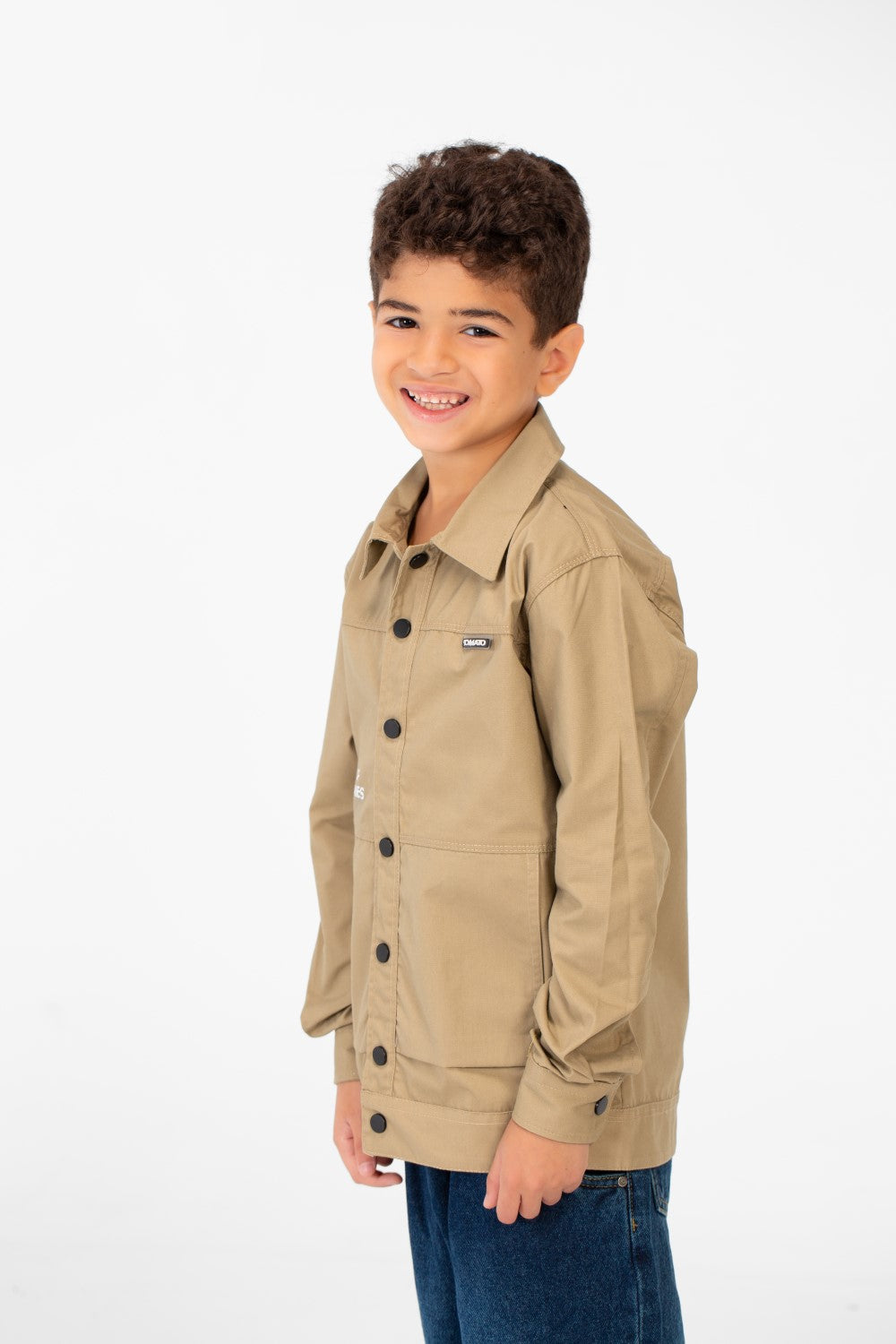 Boy's Tomato Gabardine Text Print Collar Long Sleeves Shirt