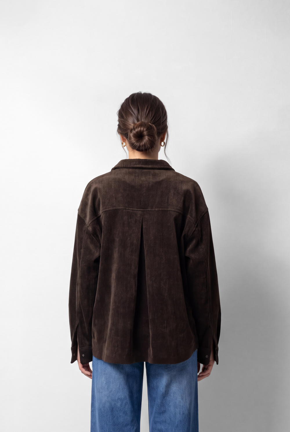 Women's Tomato Store Winter Corduroy Velvet Shirt Classic Collar Gold Snap Button