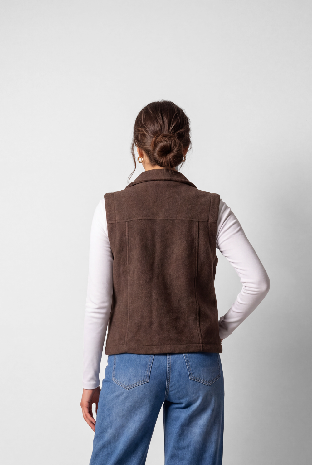 Women's Tomato Store Velvet Vest Sleeveless Wide Collar Snap Button Front Side Pockets Soft Textured Finish