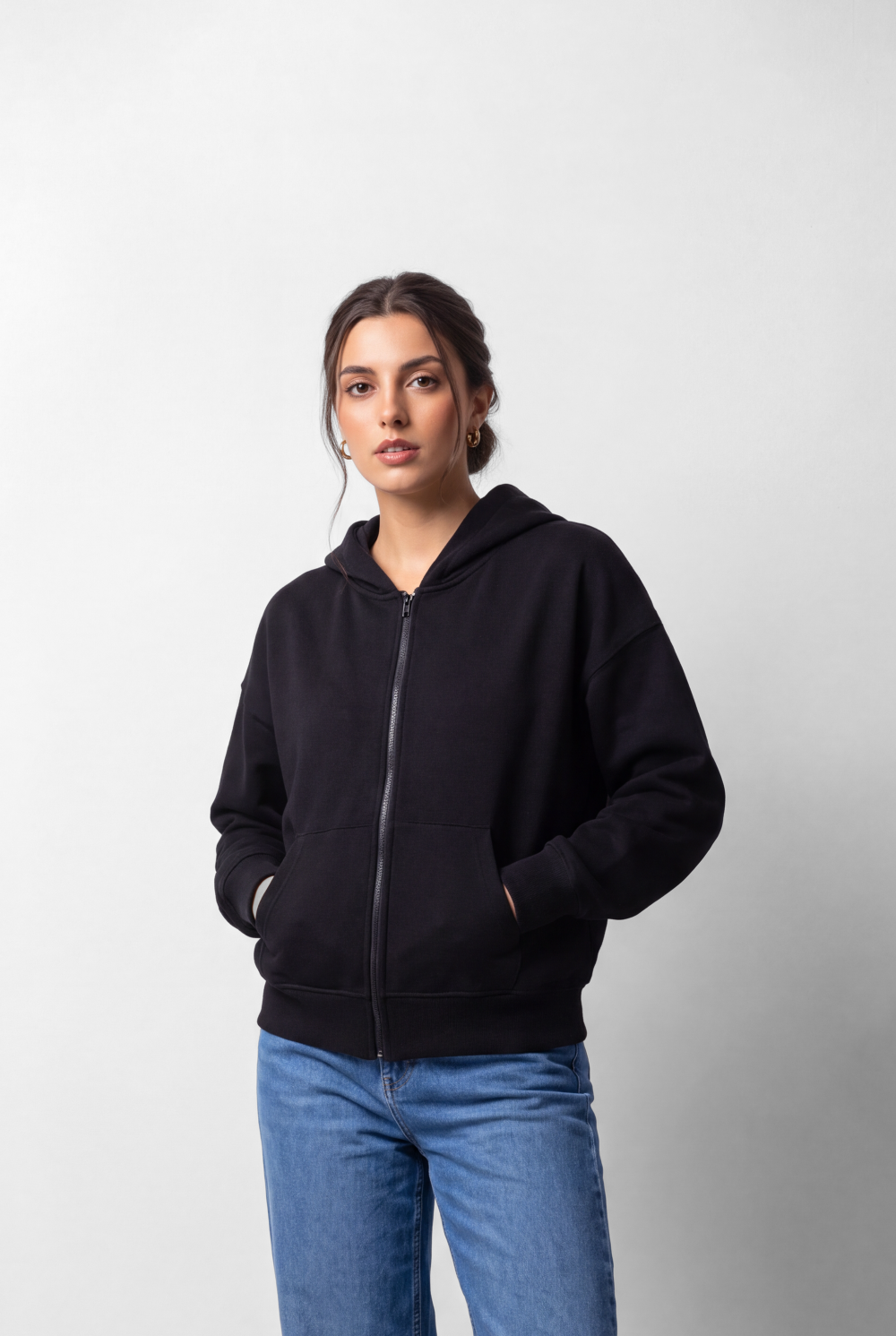 Women's Tomato Store Zip Sweatshirt Hooded Design Split Kangaroo Pockets