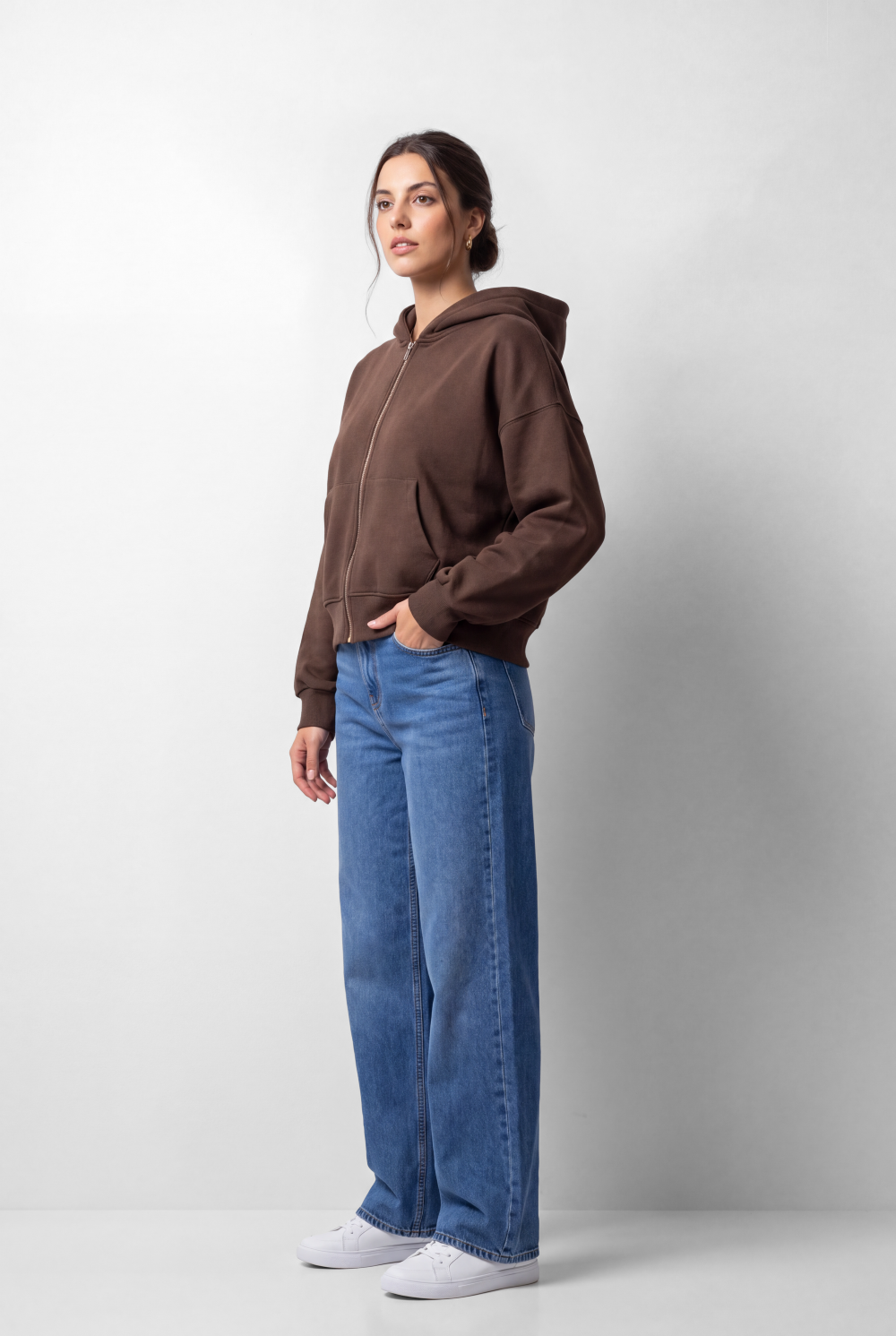 Women's Tomato Store Zip Sweatshirt Hooded Design Split Kangaroo Pockets
