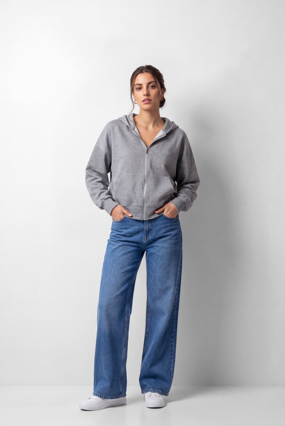 Women's Tomato Store Zip Sweatshirt Hooded Design Split Kangaroo Pockets
