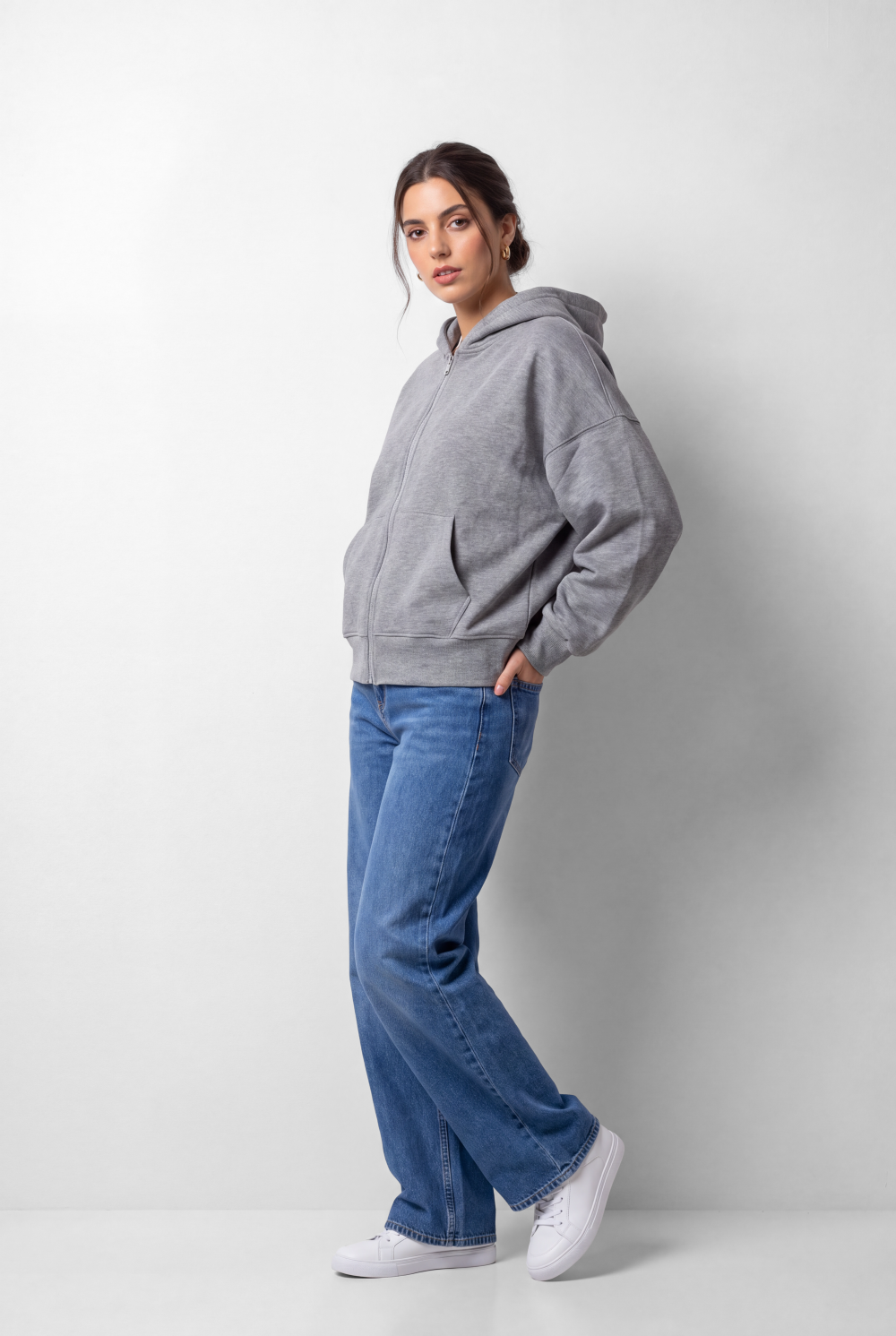 Women's Tomato Store Zip Sweatshirt Hooded Design Split Kangaroo Pockets