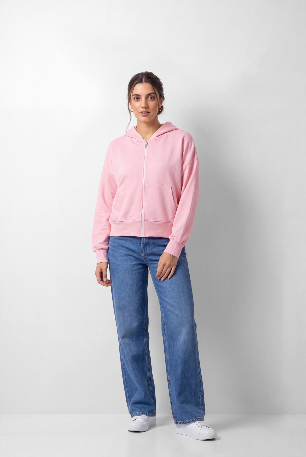 Women's Tomato Store Zip Sweatshirt Hooded Design Split Kangaroo Pockets