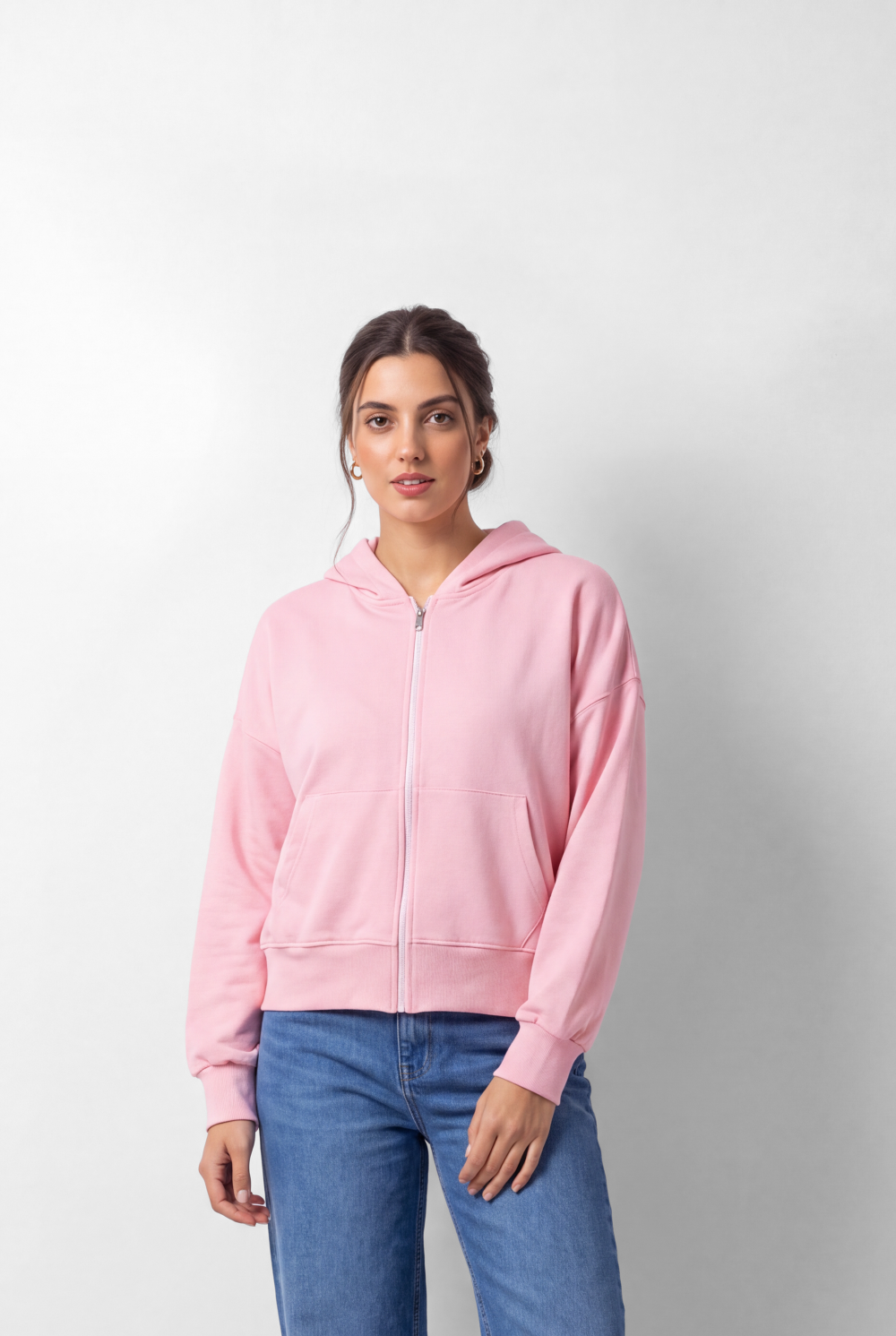 Women's Tomato Store Zip Sweatshirt Hooded Design Split Kangaroo Pockets