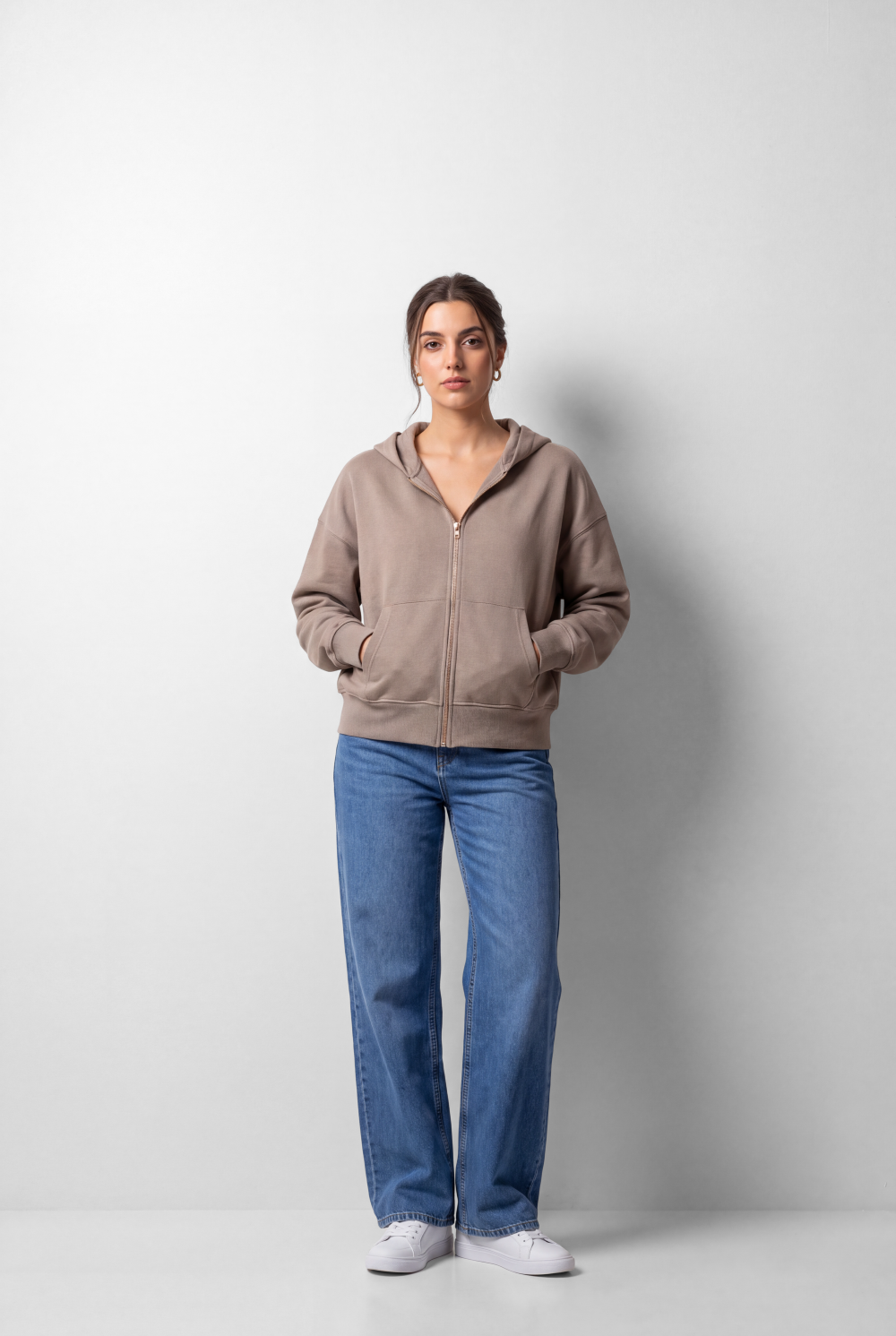 Women's Tomato Store Zip Sweatshirt Hooded Design Split Kangaroo Pockets