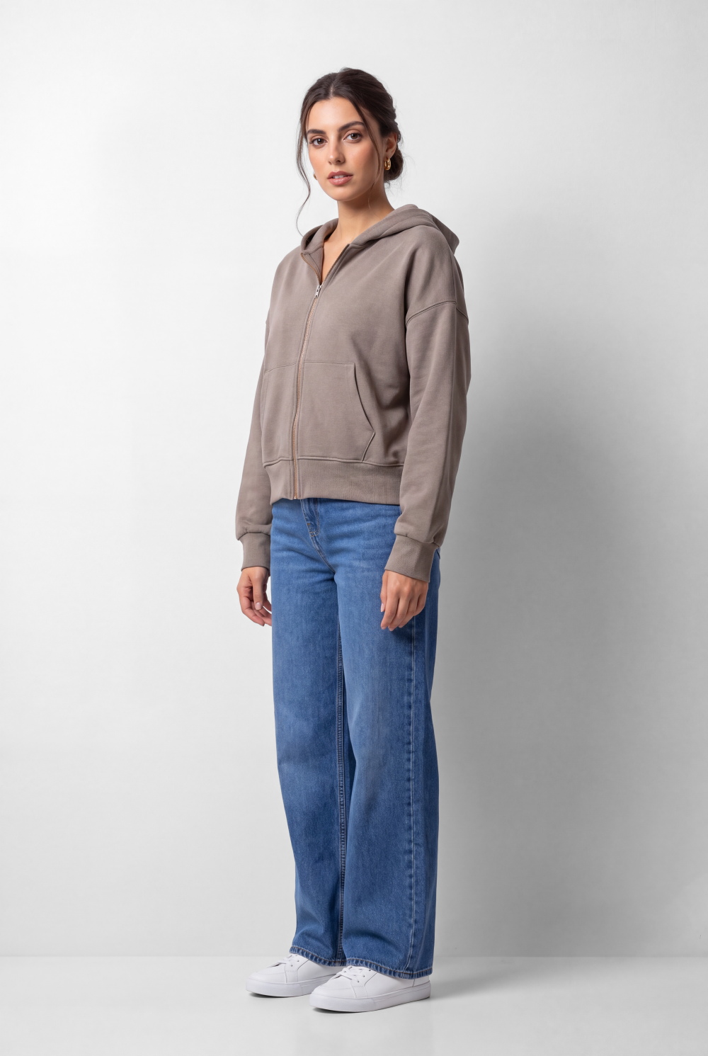 Women's Tomato Store Zip Sweatshirt Hooded Design Split Kangaroo Pockets