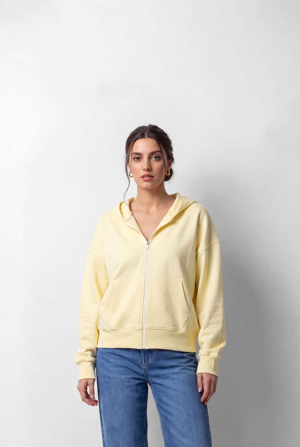Women's Tomato Store Zip Sweatshirt Hooded Design Split Kangaroo Pockets