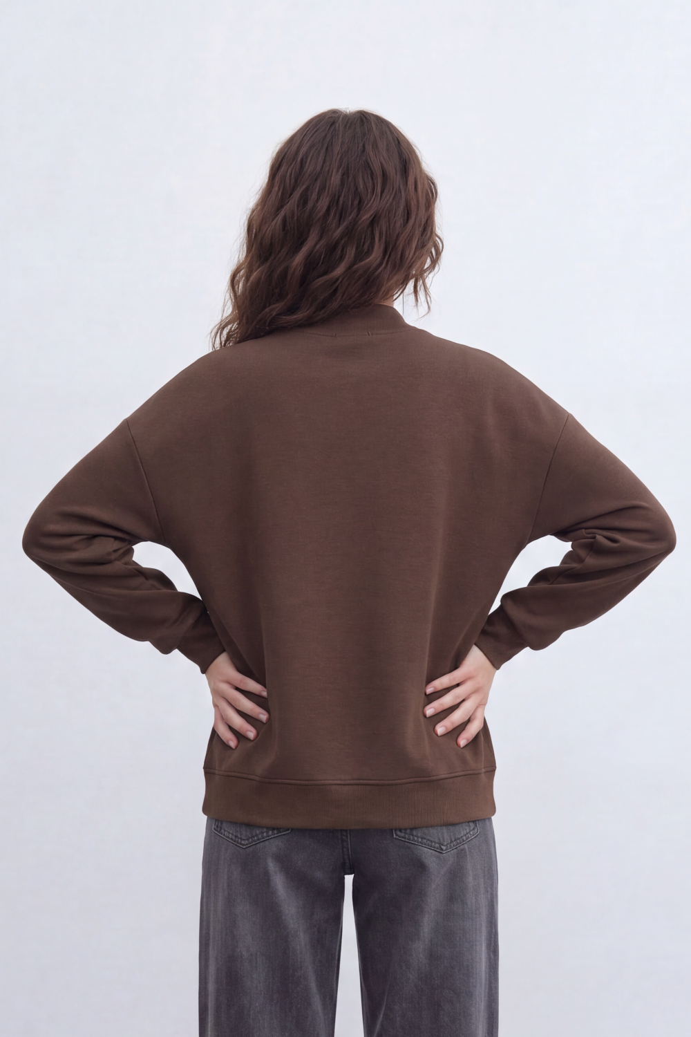 Women’s Tomato Store Snap Panel Sweatshirt Smooth Matte Surface With Front Button Placket Detail Relaxed