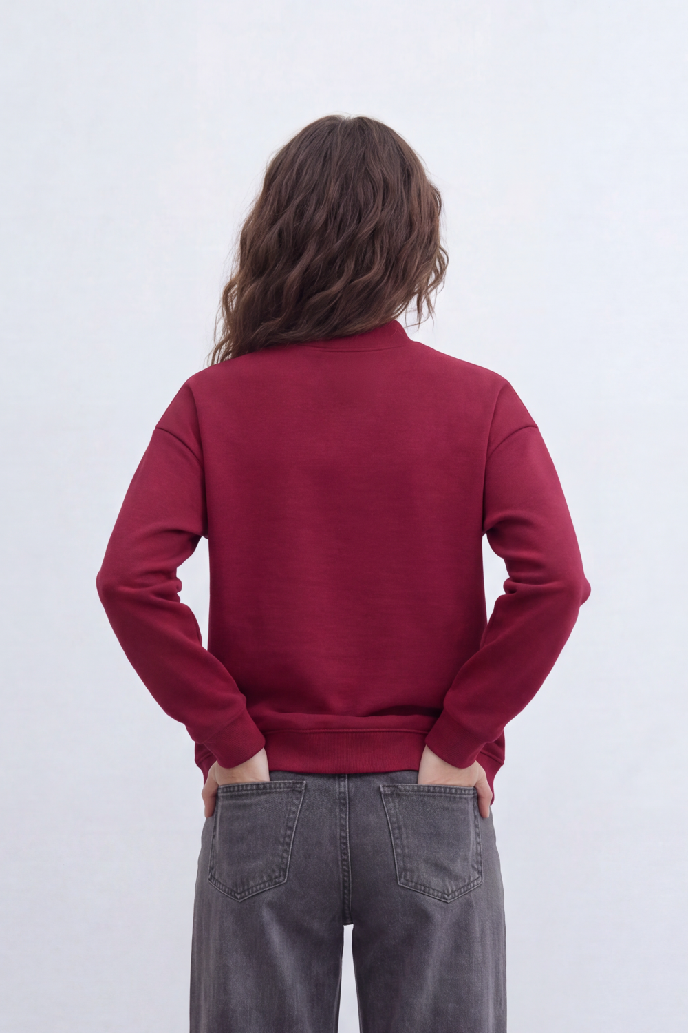 Women’s Tomato Store Snap Panel Sweatshirt Smooth Matte Surface With Front Button Placket Detail Relaxed