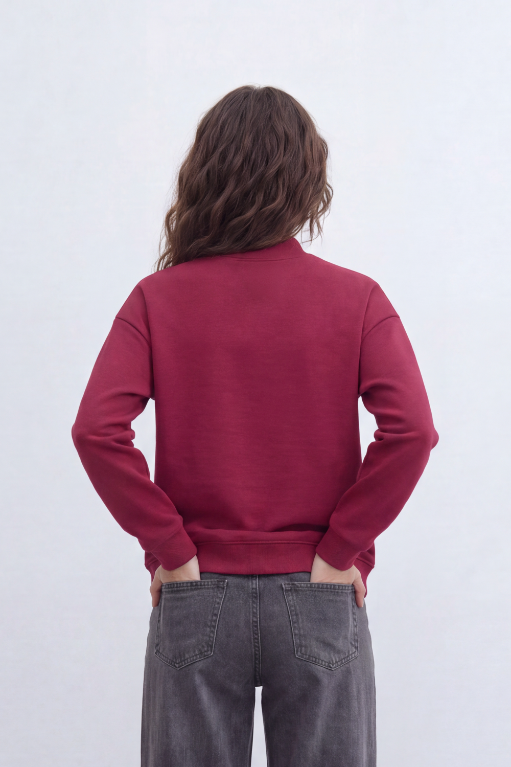 Women’s Tomato Store Snap Panel Sweatshirt Smooth Matte Surface With Front Button Placket Detail Relaxed