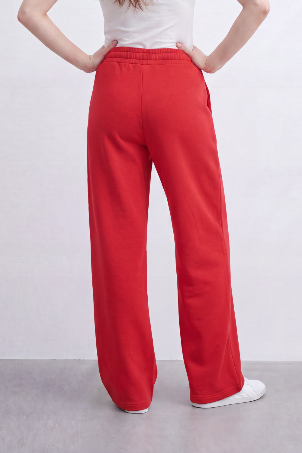 Women’s Tomato Store Air Column Wide Sweatpants Washed Plain Surface Front Seam Lines Elastic Waist Side Pockets Relaxed